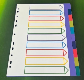 A4 Portrait Wide Multicoloured Polypropylene Dividers, Set of 10