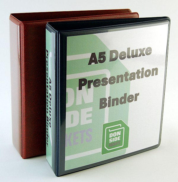 A5 Portrait Deluxe quality padded PVC Binder with full front and spine pocket & 2 D ring 