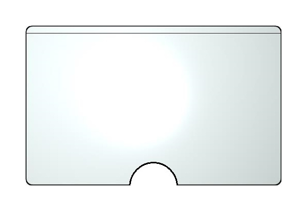 Self adhesive rectangular pocket for business card size 90x55mm, open long edge with thumbcut, pack of 100