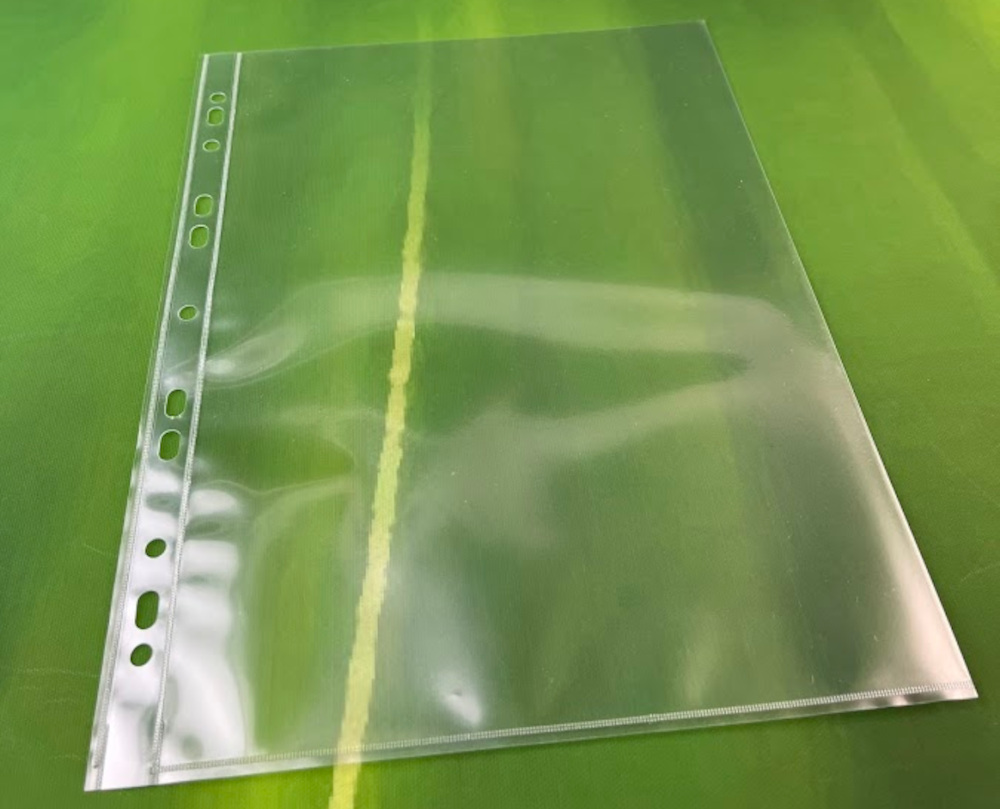 A4 Punched Portrait 110 micron glass clear polypropylene pocket, pack of 100