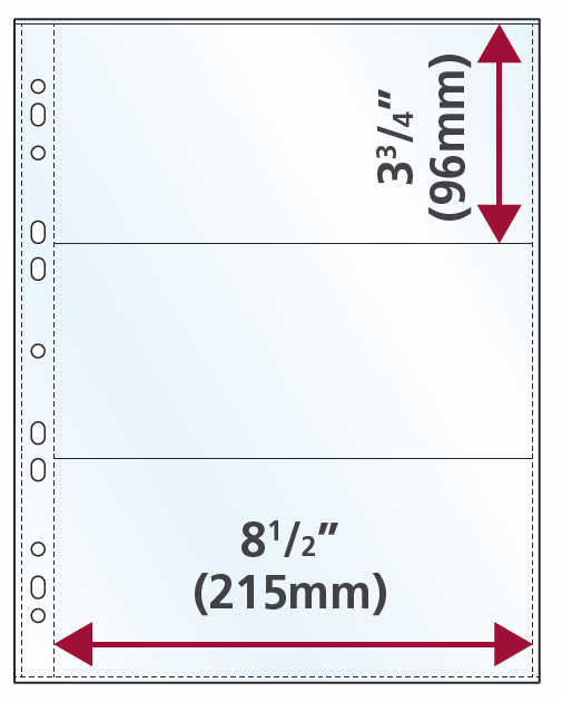 A4 Portrait 110 micron polypropylene photo album page - 3 Pocket (Sample)