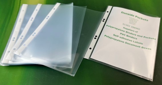 A5 Punched 110 micron glass clear polypropylene pocket, pack of 100